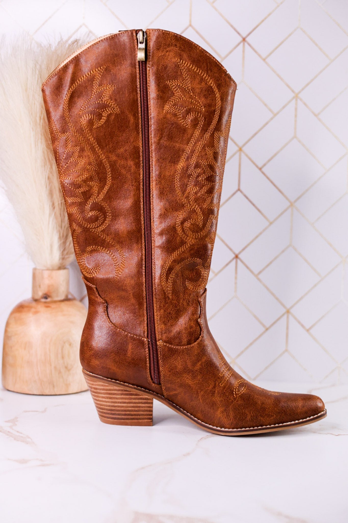 Just In Case Cowboy Boots In Saddle Brown - Whiskey Skies - CORKYS FOOTWEAR