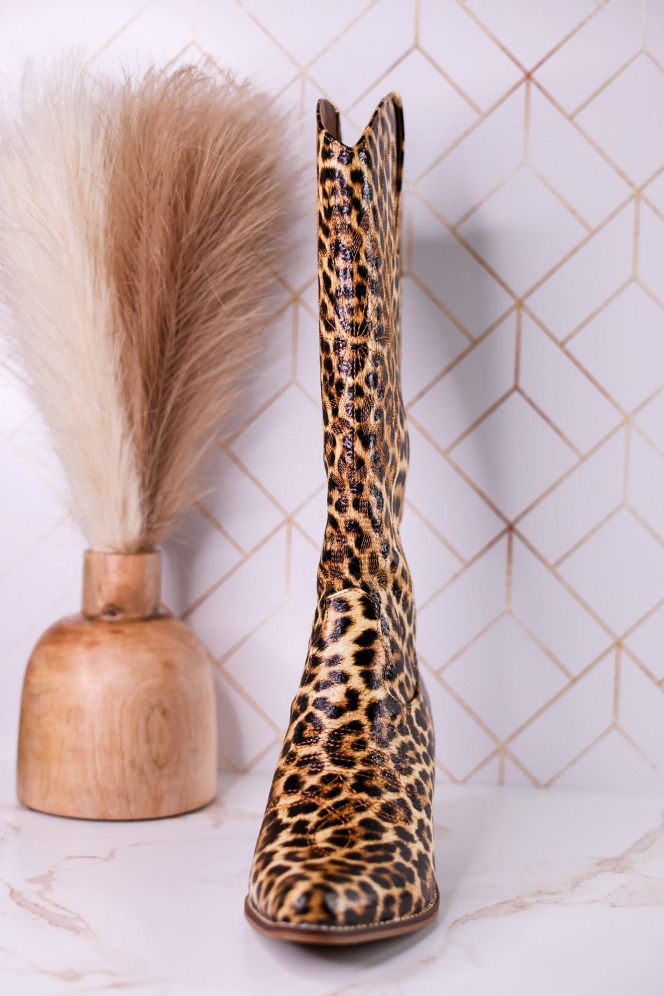 Just In Case Wide Calf Leopard Print Cowboy Boots - Whiskey Skies - CORKYS FOOTWEAR