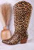 Just In Case Wide Calf Leopard Print Cowboy Boots - Whiskey Skies - CORKYS FOOTWEAR