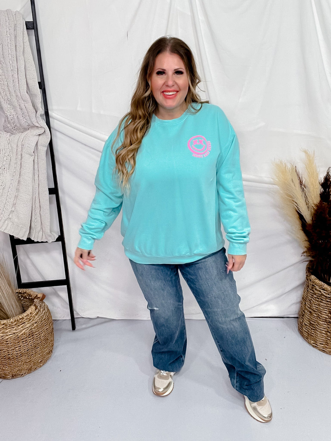 Karma's a Bitch Aqua Sweatshirt - Whiskey Skies - STATED BRANDS