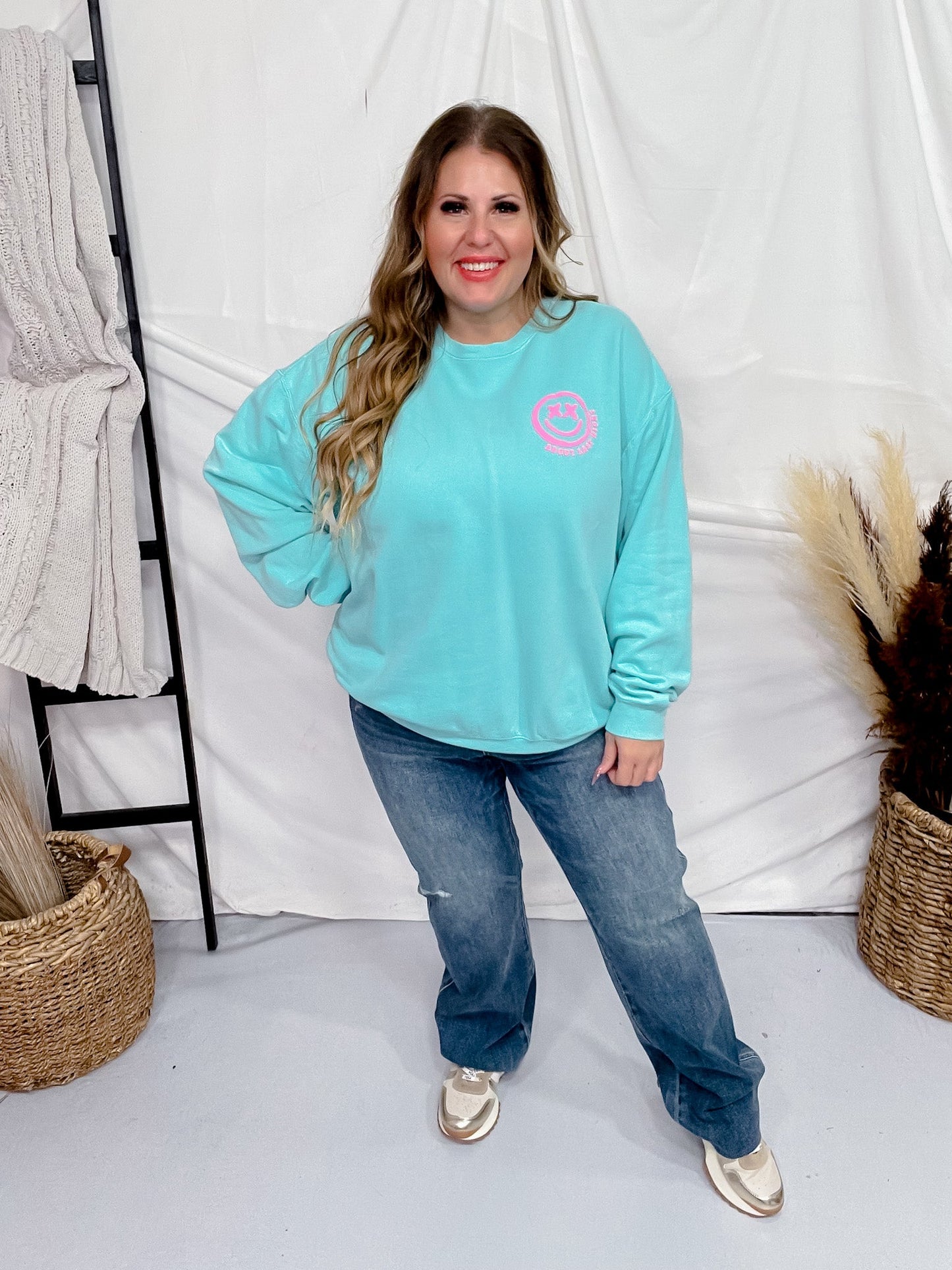 Karma's a Bitch Aqua Sweatshirt - Whiskey Skies - STATED BRANDS