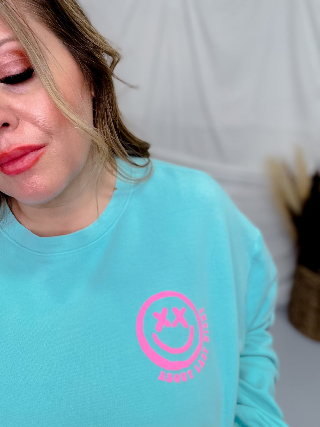 Karma's a Bitch Aqua Sweatshirt - Whiskey Skies - STATED BRANDS