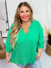 Kelly Green 3/4 Puff Sleeve Top - Whiskey Skies - ANDREE BY UNIT