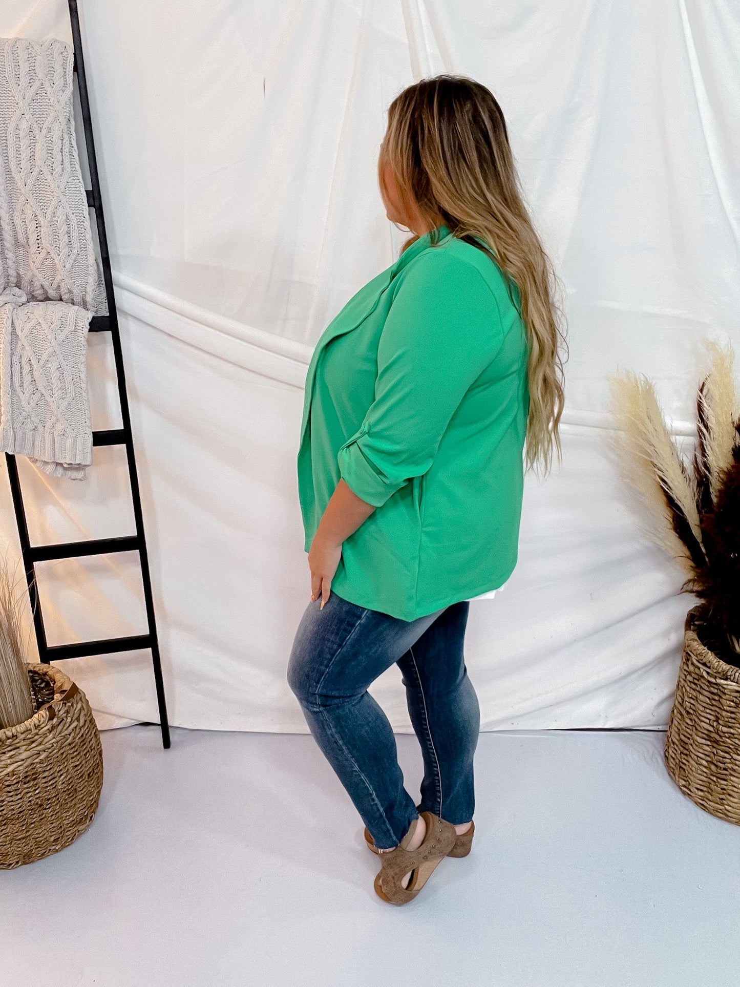 Kelly Green Boyfriend Blazer - Whiskey Skies - ANDREE BY UNIT