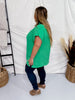 Kelly Green Cap Sleeve Air Flow Top with Pleated Back - Whiskey Skies - ANDREE BY UNIT