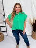 Kelly Green Cap Sleeve Air Flow Top with Pleated Back - Whiskey Skies - ANDREE BY UNIT