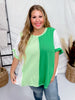 Kelly Green Colorblock Round Neck Top - Whiskey Skies - ANDREE BY UNIT