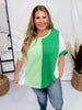 Kelly Green Colorblock Round Neck Top - Whiskey Skies - ANDREE BY UNIT