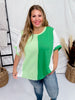 Kelly Green Colorblock Round Neck Top - Whiskey Skies - ANDREE BY UNIT