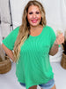 Kelly Green Ribbed Short Sleeve Tunic Top - Whiskey Skies - ANDREE BY UNIT