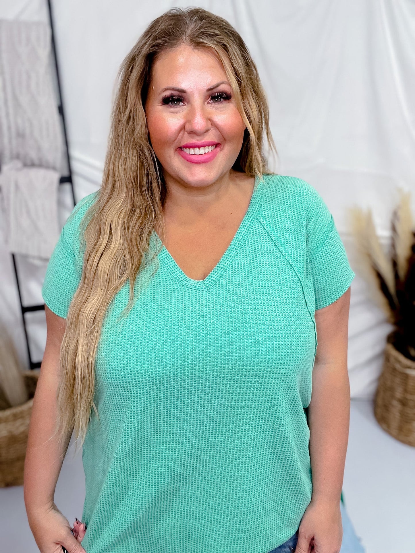 Kelly Green Short Sleeve Hi - Low Tunic Top - Whiskey Skies - ANDREE BY UNIT