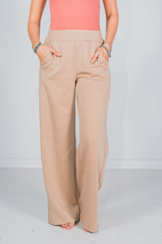 Khaki Elastic Waist Modal Pants - Whiskey Skies - DEAR SCARLETT