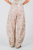 Khaki Floral Barrel Leg Pants - Whiskey Skies - DAVI & DANI