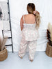 Khaki Floral Peplum Top with Shoulder Straps - Whiskey Skies - DAVI & DANI