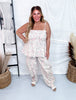 Khaki Floral Peplum Top with Shoulder Straps - Whiskey Skies - DAVI & DANI
