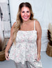 Khaki Floral Peplum Top with Shoulder Straps - Whiskey Skies - DAVI & DANI