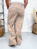Khaki Floral Print High Waist Straight Pants - Whiskey Skies - EASEL