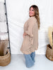 Khaki Ruffled Hem Open Front Cardigan - Whiskey Skies - EASEL