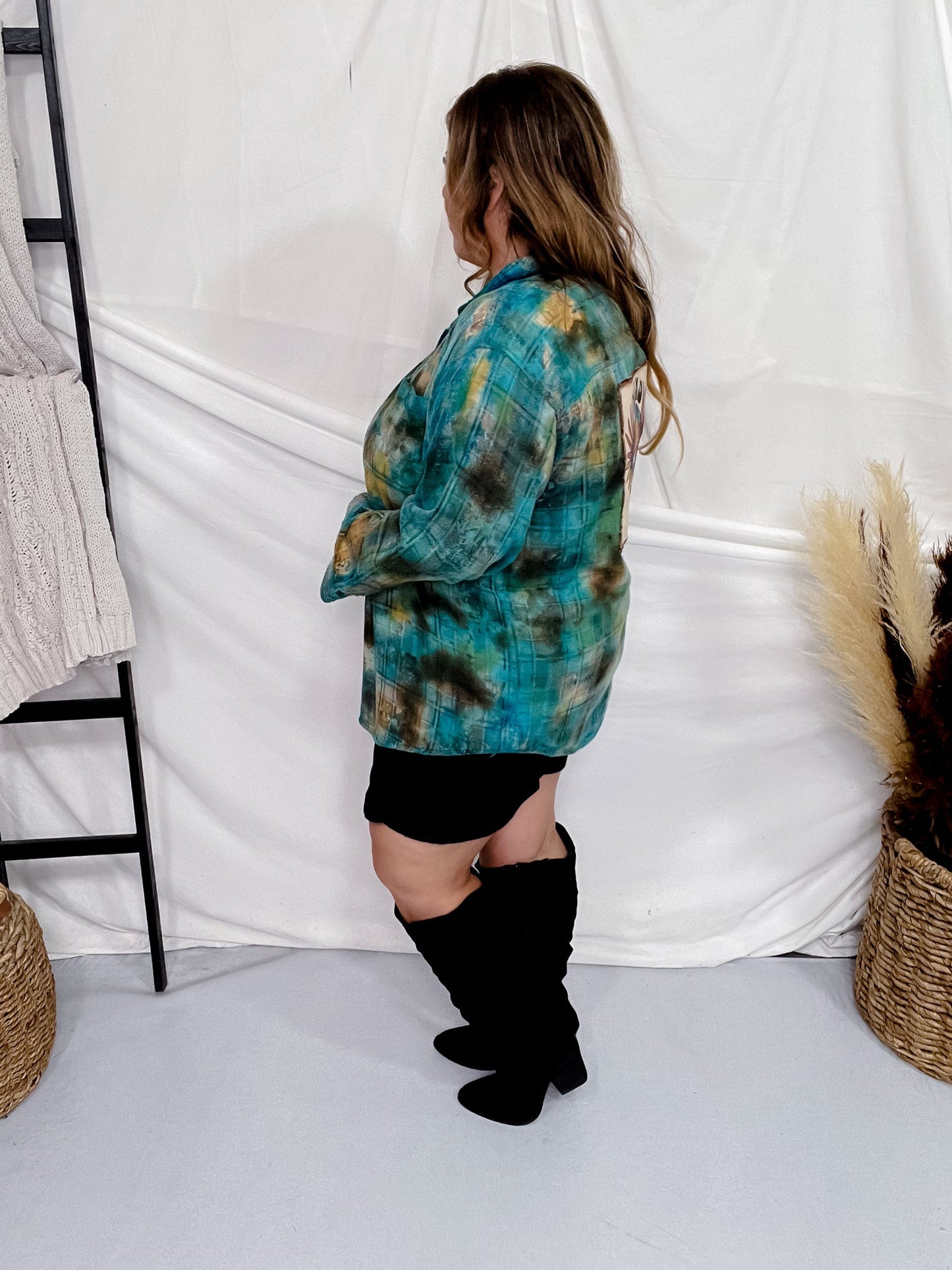 Kind Is Cool Hand Dyed W/ Handmade Patch - Whiskey Skies - JANA'S FLANNELS