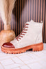 KInship Laced Leather Almond Bone Boots - Whiskey Skies - ROAN