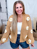 Knit Cardigan with Daisies in Camel Brown - Whiskey Skies - POLAGRAM + BAEVELY