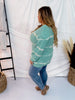 Knit Long Sleeve V - Neck Top with Tie Dye Stripes in Mint - Whiskey Skies - SEW IN LOVE