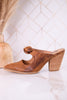 Knot Gonna Happen Distressed Cognac Mule Heels - Whiskey Skies - CORKYS FOOTWEAR