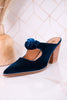 Knot Gonna Happen Teal Velvet Mule Heels - Whiskey Skies - CORKYS FOOTWEAR