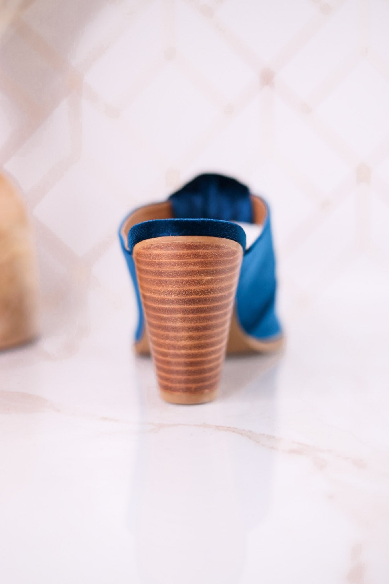Knot Gonna Happen Teal Velvet Mule Heels - Whiskey Skies - CORKYS FOOTWEAR
