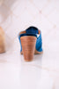 Knot Gonna Happen Teal Velvet Mule Heels - Whiskey Skies - CORKYS FOOTWEAR