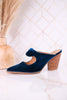 Knot Gonna Happen Teal Velvet Mule Heels - Whiskey Skies - CORKYS FOOTWEAR