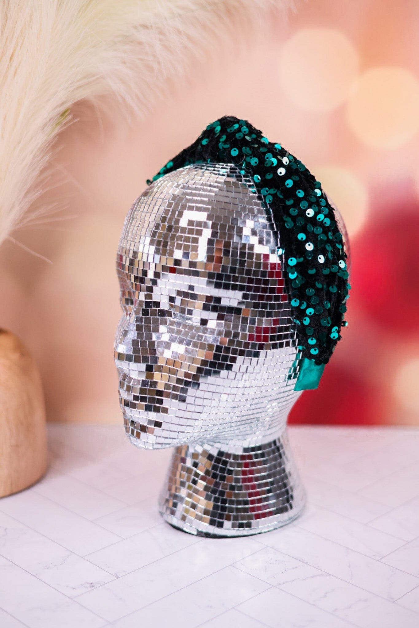 Knotted Green Sequin Headband - Whiskey Skies - SHIRALEAH