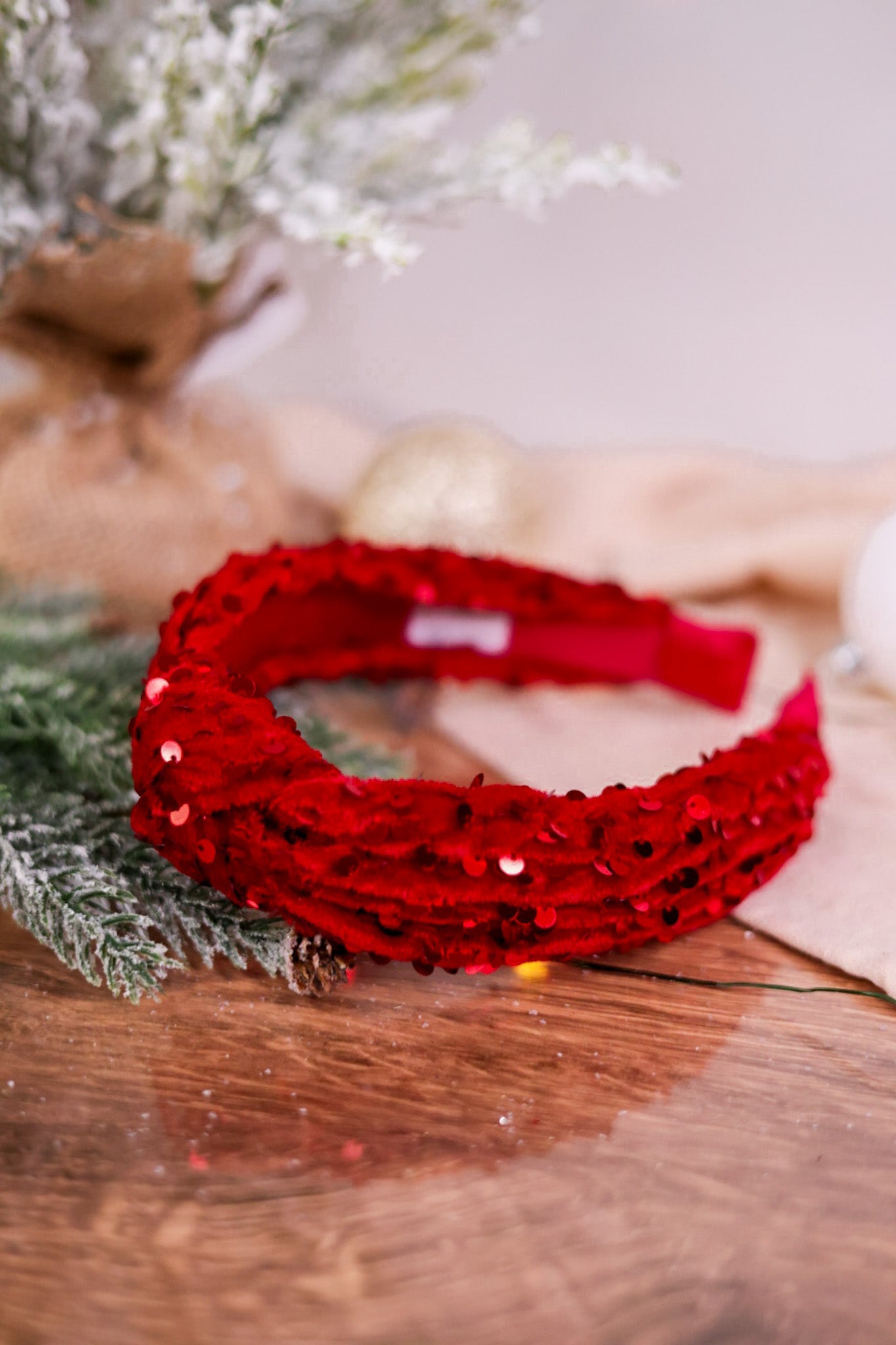 Knotted Red Sequins Headband - Whiskey Skies - SHIRALEAH