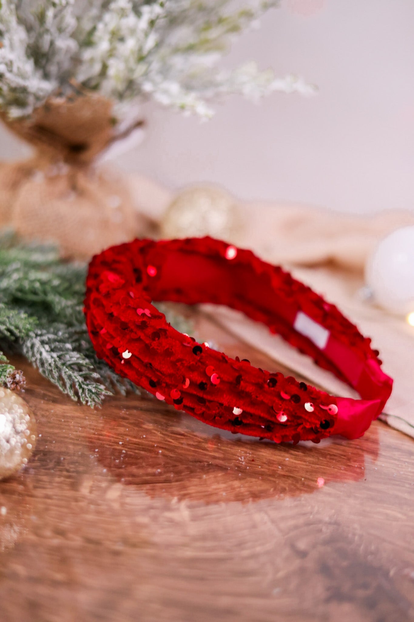 Knotted Red Sequins Headband - Whiskey Skies - SHIRALEAH