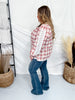 Lace & Plaid Combo Long Sleeve Blouse - Whiskey Skies - ODDI