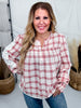 Lace & Plaid Combo Long Sleeve Blouse - Whiskey Skies - ODDI