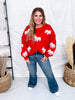 Lace Ribbon Bow Patch Detail Red Pullover Knit Sweater - Whiskey Skies - DAVI & DANI
