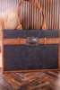 Large Black Vegan Leather Tote With Wrangler Belt Buckle - Whiskey Skies - MONTANA WEST