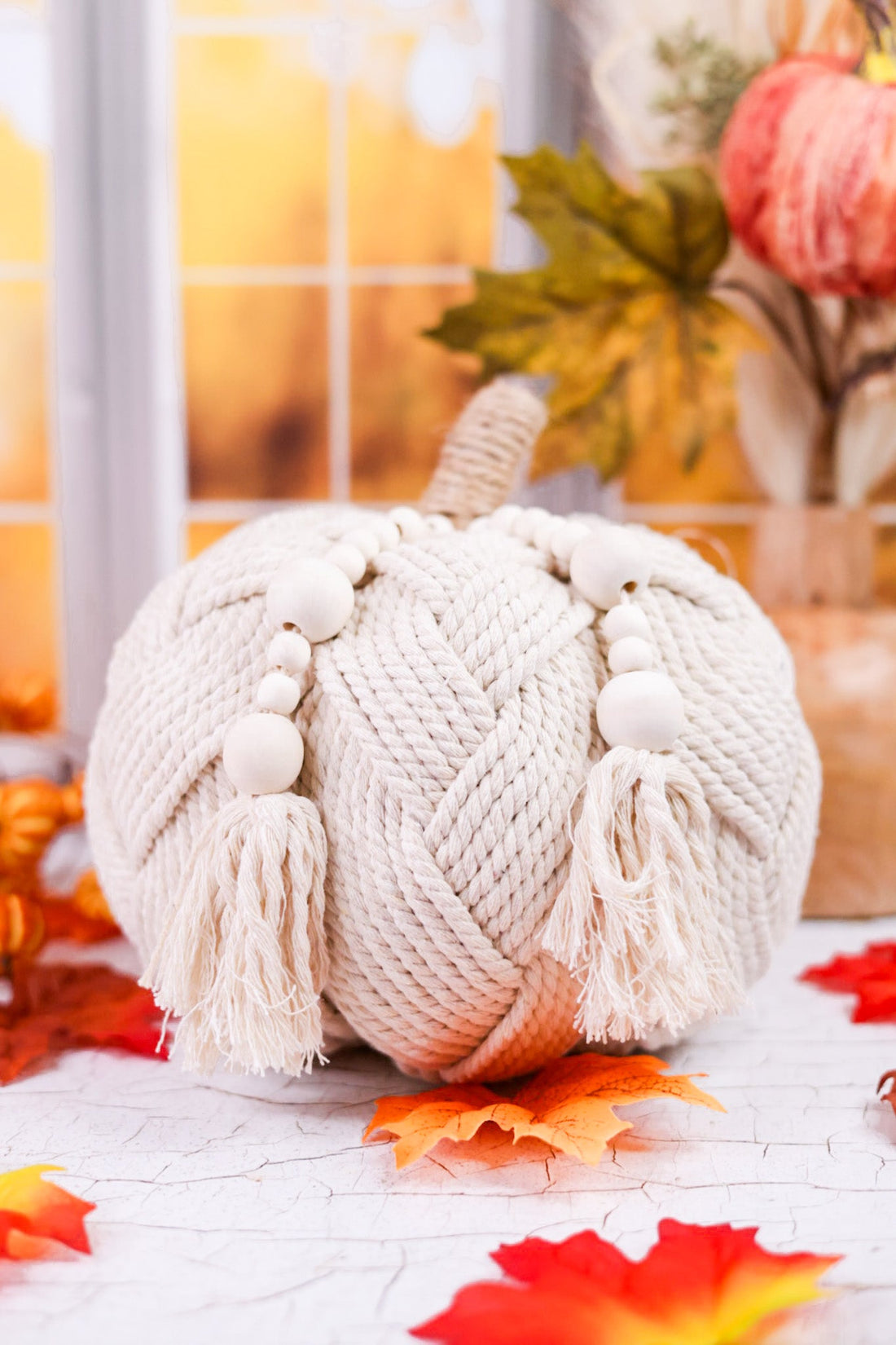 Large Braided Rope Pumpkin Decor (Two Styles) - Whiskey Skies - TRANSPAC