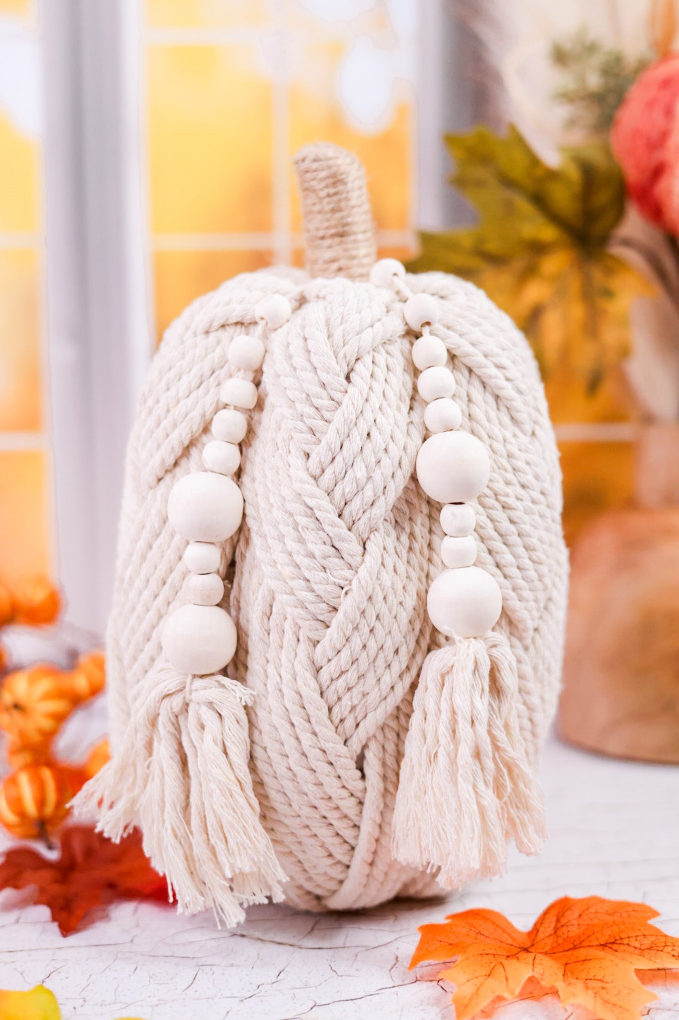 Large Braided Rope Pumpkin Decor (Two Styles) - Whiskey Skies - TRANSPAC