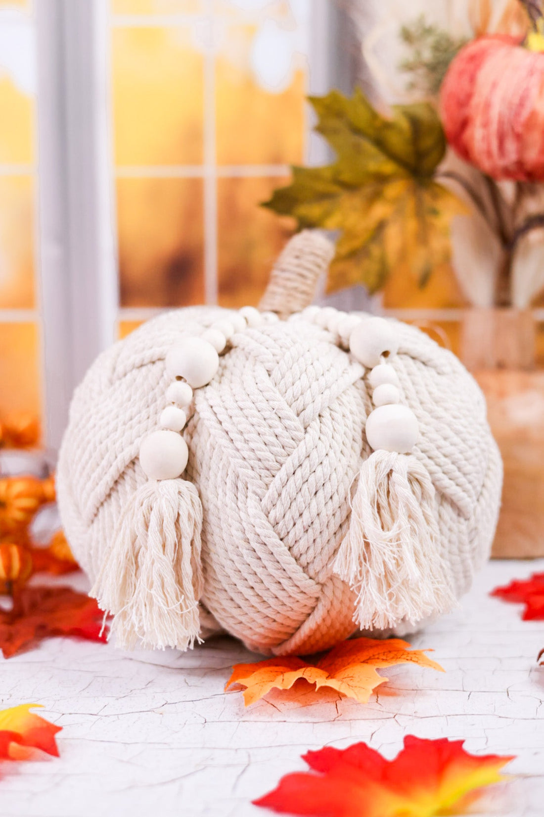 Large Braided Rope Pumpkin Decor (Two Styles) - Whiskey Skies - TRANSPAC