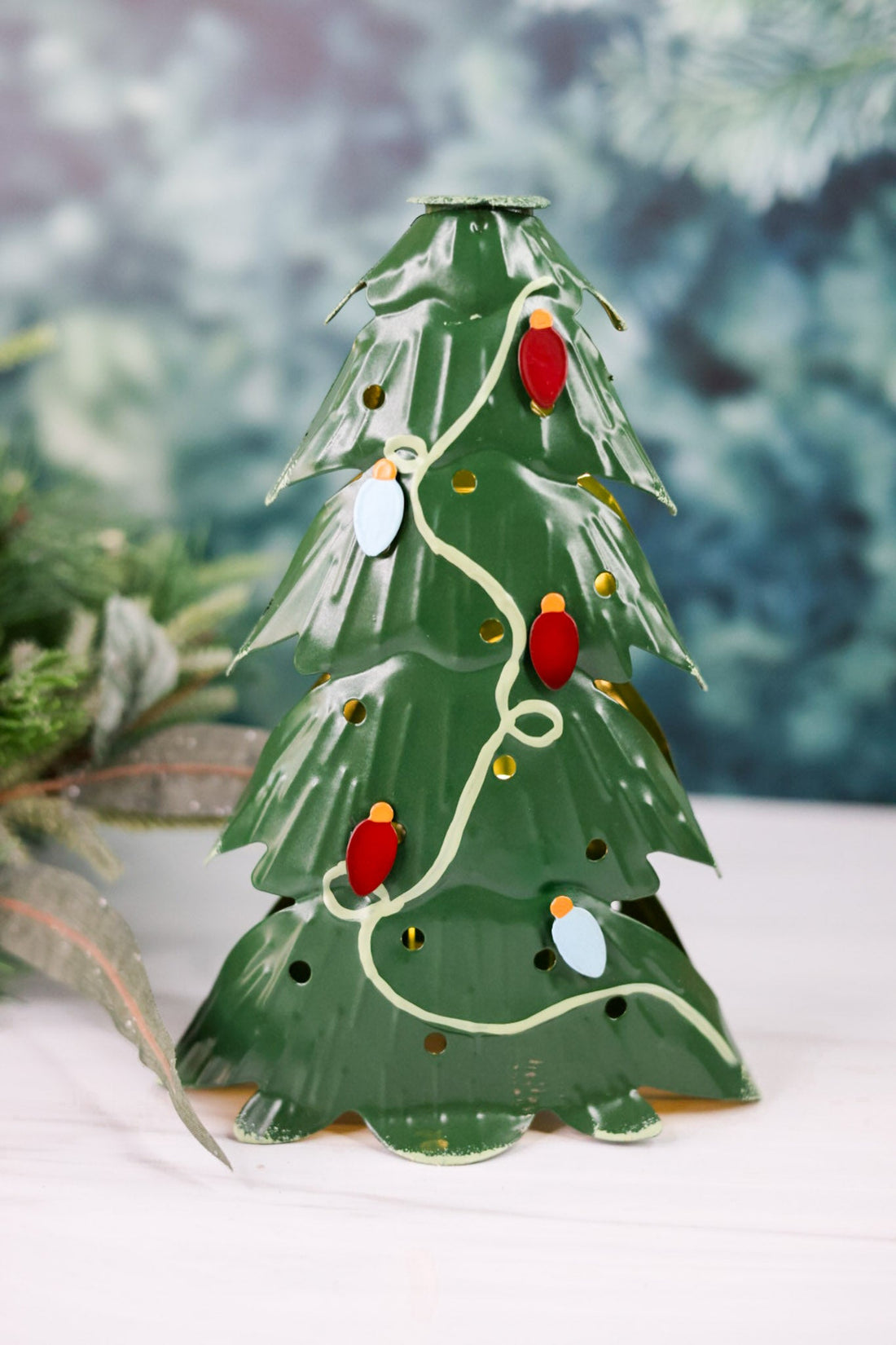 Large LED Christmas Tree Taper Candle Holder - Whiskey Skies - MUD PIE