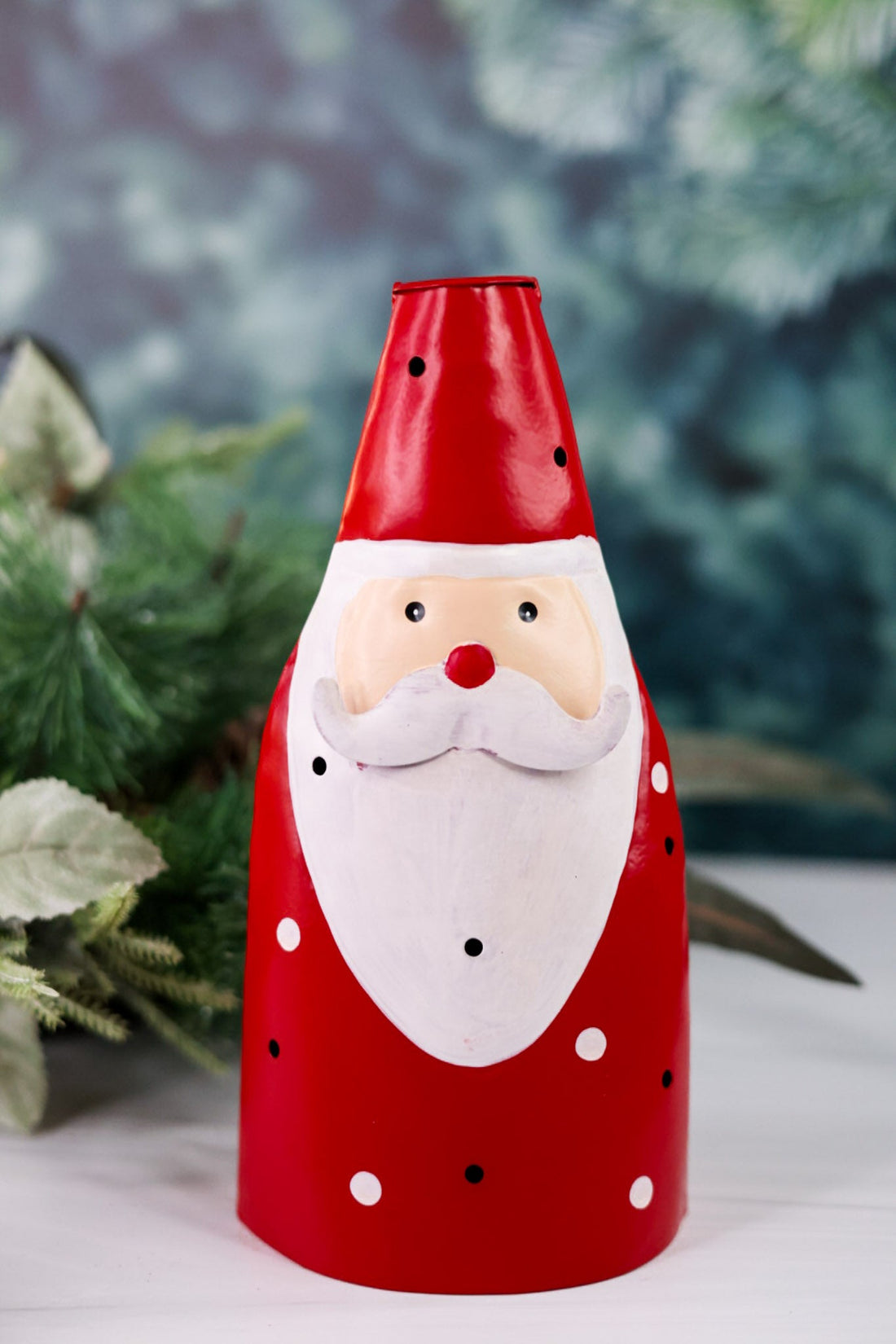 Large LED Light Up Tin Santa Candlestick Holder - Whiskey Skies - MUD PIE