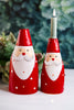 Large LED Light Up Tin Santa Candlestick Holder - Whiskey Skies - MUD PIE