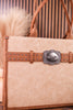 Large Tan Vegan Leather Tote Bag With Wrangler Belt Buckle - Whiskey Skies - MONTANA WEST
