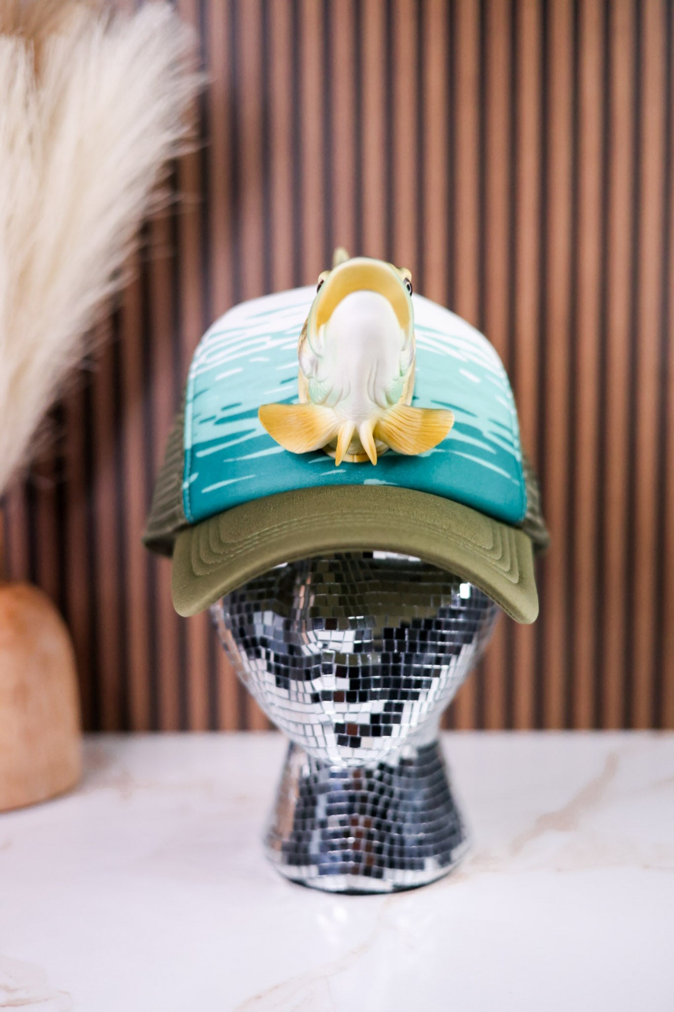 Largemouth Bass 3D Pop Trucker Hat - Whiskey Skies - JY DESIGNS