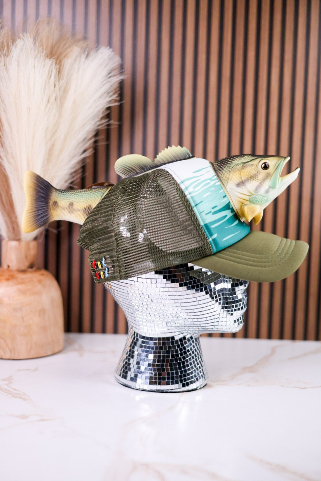 Largemouth Bass 3D Pop Trucker Hat - Whiskey Skies - JY DESIGNS