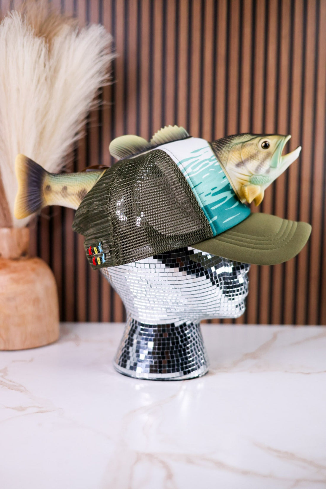 Largemouth Bass 3D Pop Trucker Hat - Whiskey Skies - JY DESIGNS