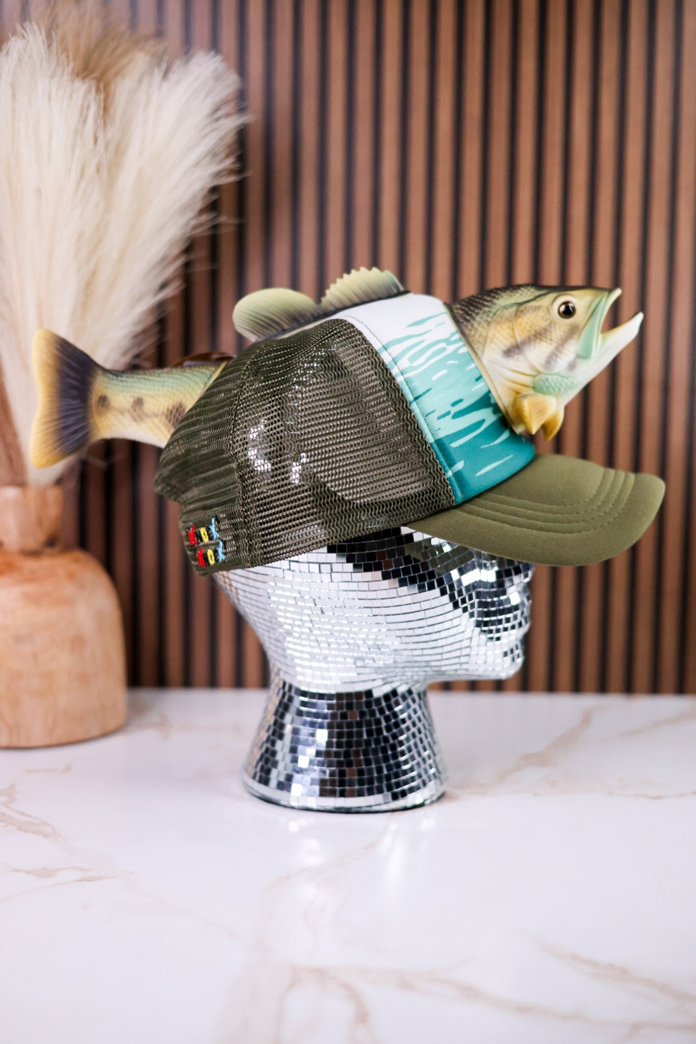 Largemouth Bass 3D Pop Trucker Hat - Whiskey Skies - JY DESIGNS