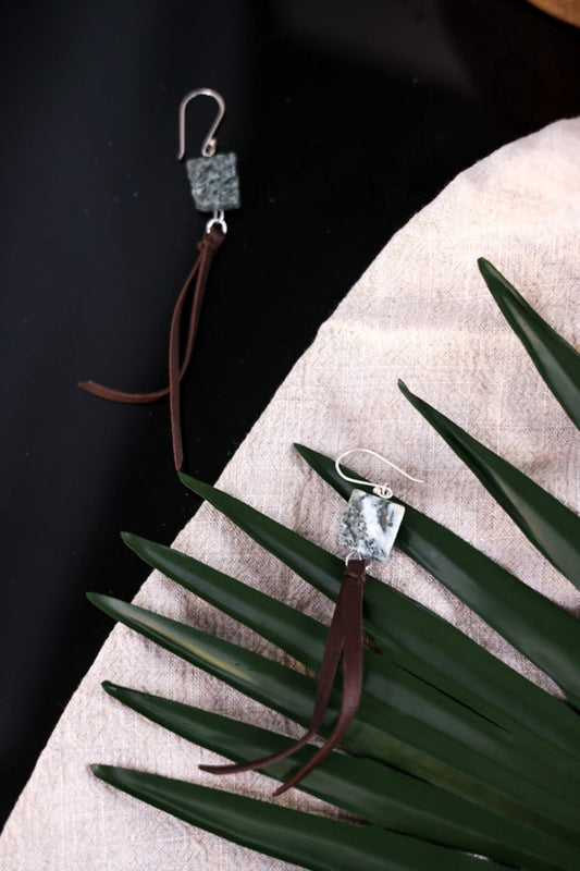 Larimar Stone Earrings - Whiskey Skies - LESLIE CURTIS JEWLERY DESIGNS